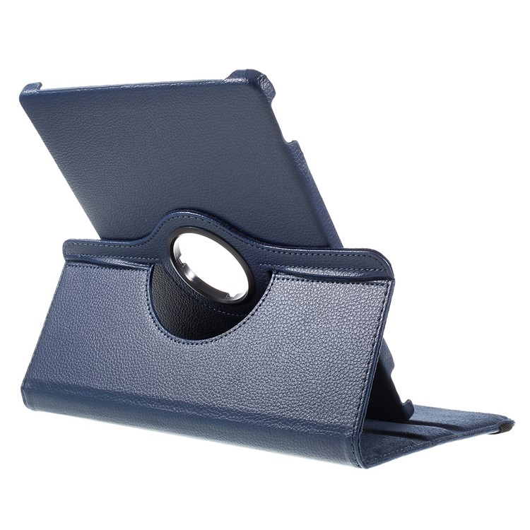 Litchi Skin Leather Case with 360 Degree Rotating Stand for Huawei MediaPad M2 10.0 - Dark Blue-8