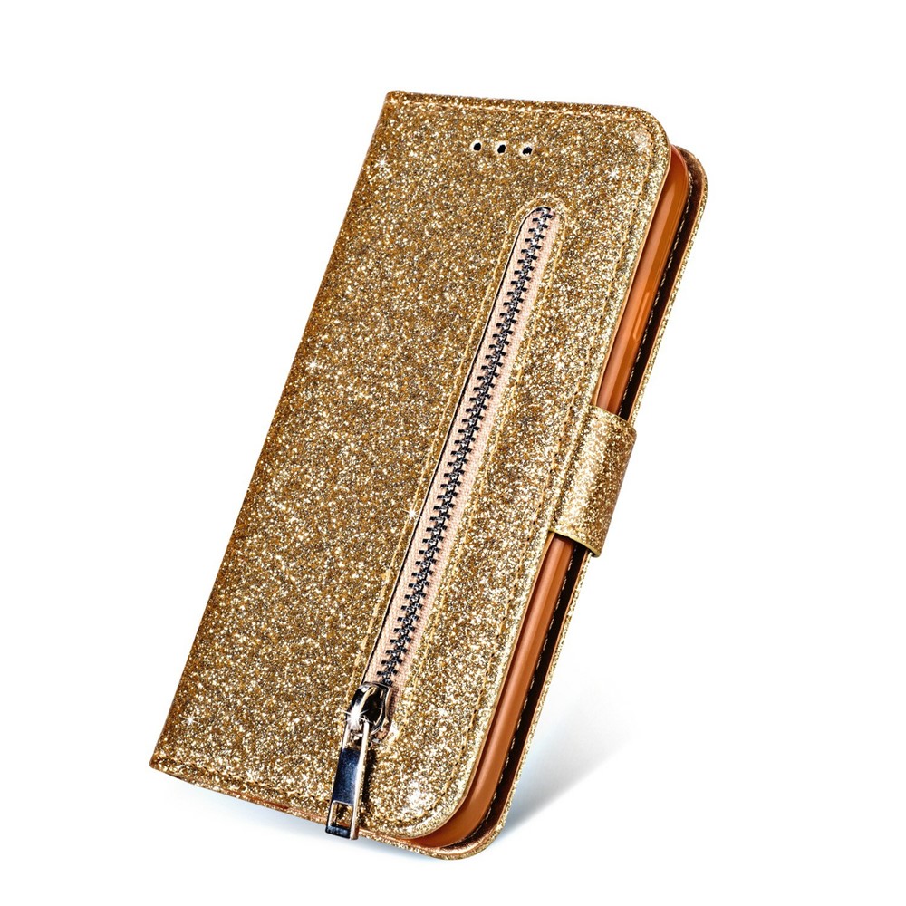 Funda Protectora Para Teléfono Móvil Con Cremallera Y Soporte Para Teléfono Móvil Con Correa Para Huawei P20 Lite / Nova 3e (china) - Oro-3