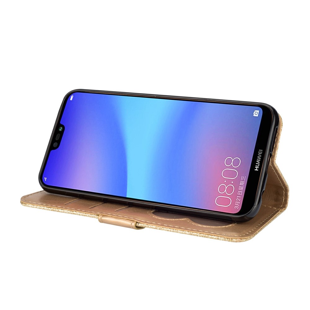 Funda Protectora Para Teléfono Móvil Con Cremallera Y Soporte Para Teléfono Móvil Con Correa Para Huawei P20 Lite / Nova 3e (china) - Oro-6