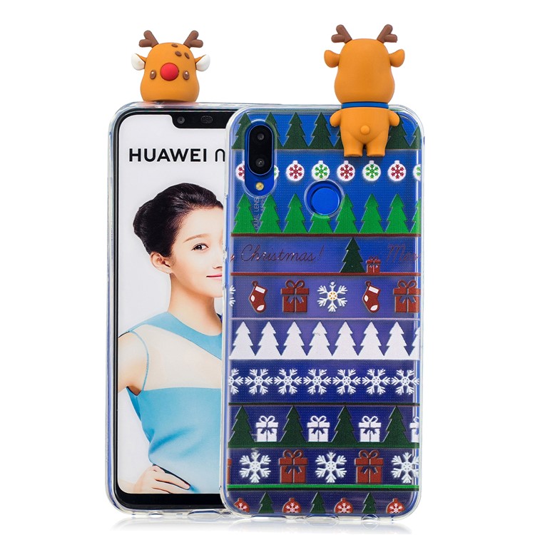 3D Cute Doll Christmas Pattern TPU Case for Huawei P Smart+ / nova 3i - Christmas Tree and Gift-1