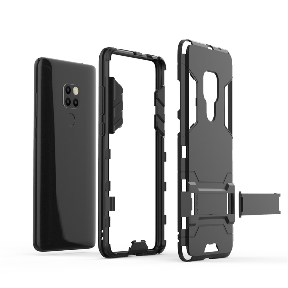 Plastique de Garde Cool + Étui Hybride TPU Avec Une Béquille Pour Huawei Mate 20 - le Noir