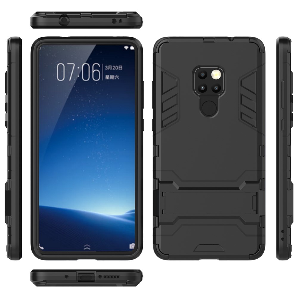 Plastique de Garde Cool + Étui Hybride TPU Avec Une Béquille Pour Huawei Mate 20 - le Noir