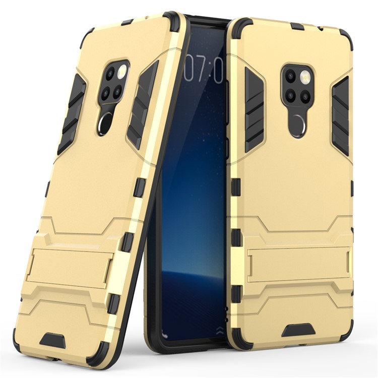 Cool Guard Plastic + TPU Combo Case with Kickstand for Huawei Mate 20 - Gold-1