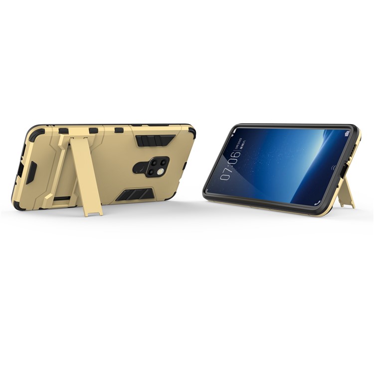 Cool Guard Plastic + TPU Combo Case with Kickstand for Huawei Mate 20 - Gold-4