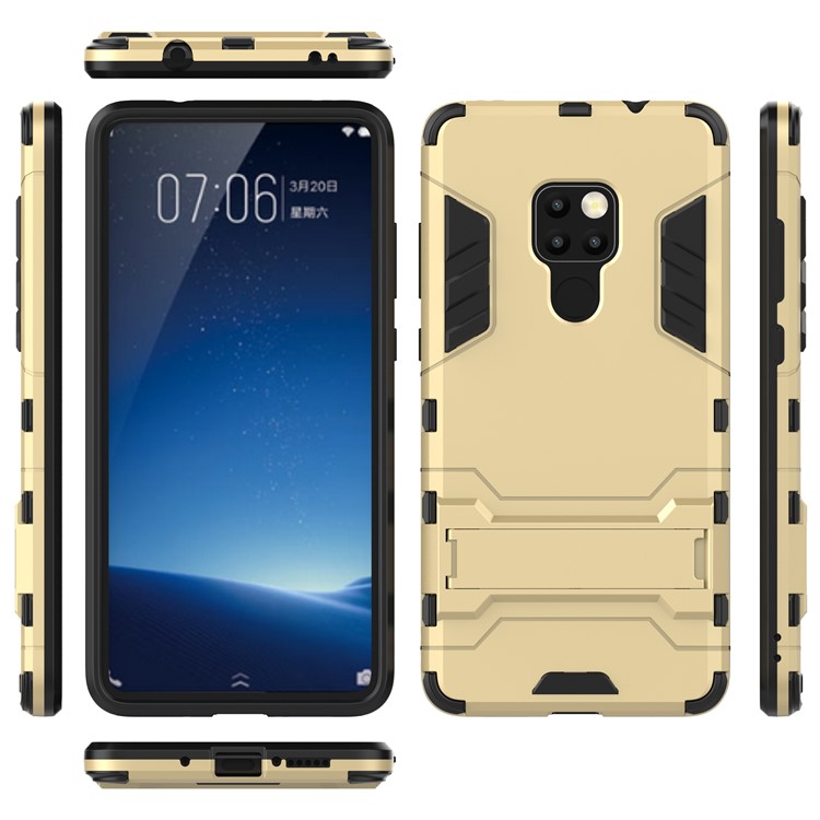 Cool Guard Plastic + TPU Combo Case with Kickstand for Huawei Mate 20 - Gold-5