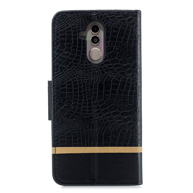 Crocodile Texture Splicing PU Leather Wallet Flip Case for Huawei Mate 20 Lite - Black-3