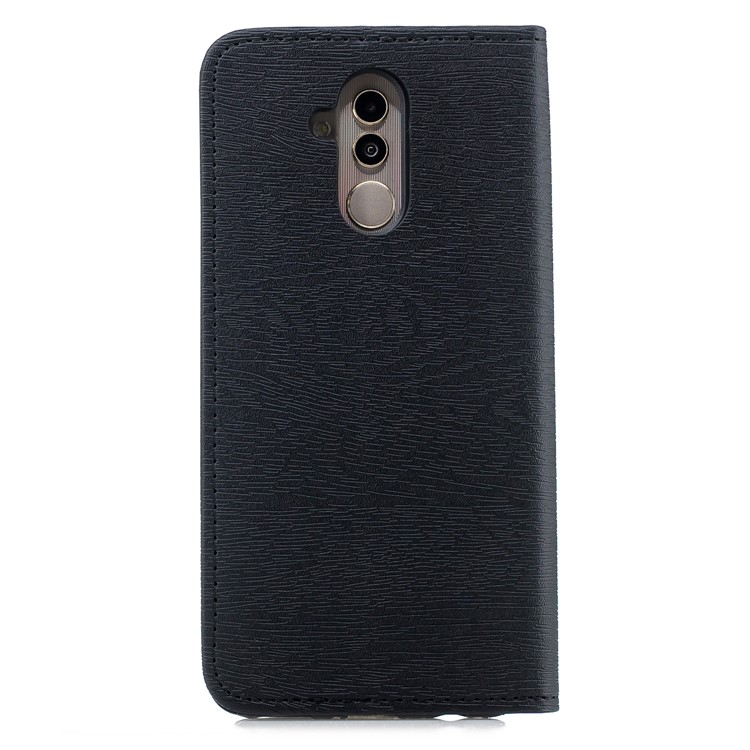 Auto-absorbed Wood Pattern Card Holder Stand Leather Casing for Huawei Mate 20 Lite - Black-3