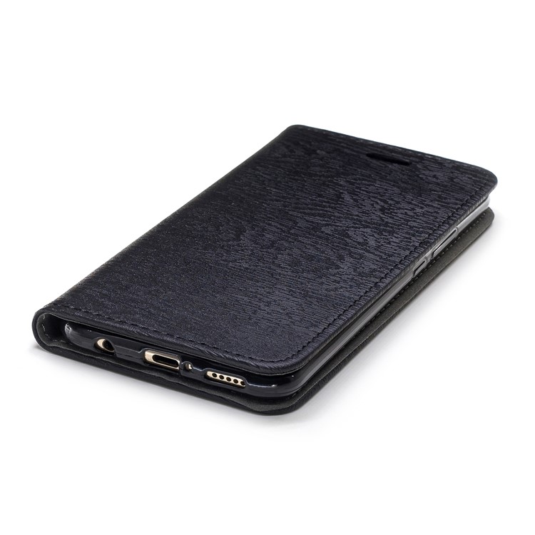 Auto-absorbed Wood Pattern Card Holder Stand Leather Casing for Huawei Mate 20 Lite - Black-6