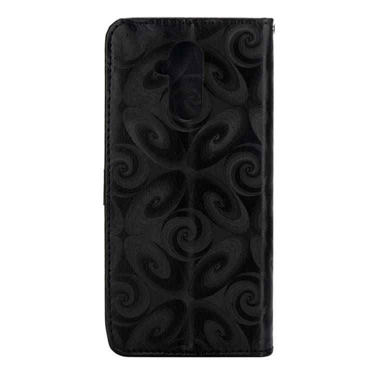 Spiral Texture Hearts Quick Sand Leather Wallet Mobile Phone Case for Huawei Mate 20 Lite - Black-4