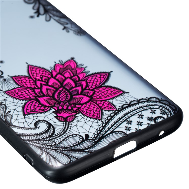 Embossed Flower Pattern TPU + Plastic Hybrid Cellphone Case for Huawei Mate 20 Pro - Small Red Flower-3