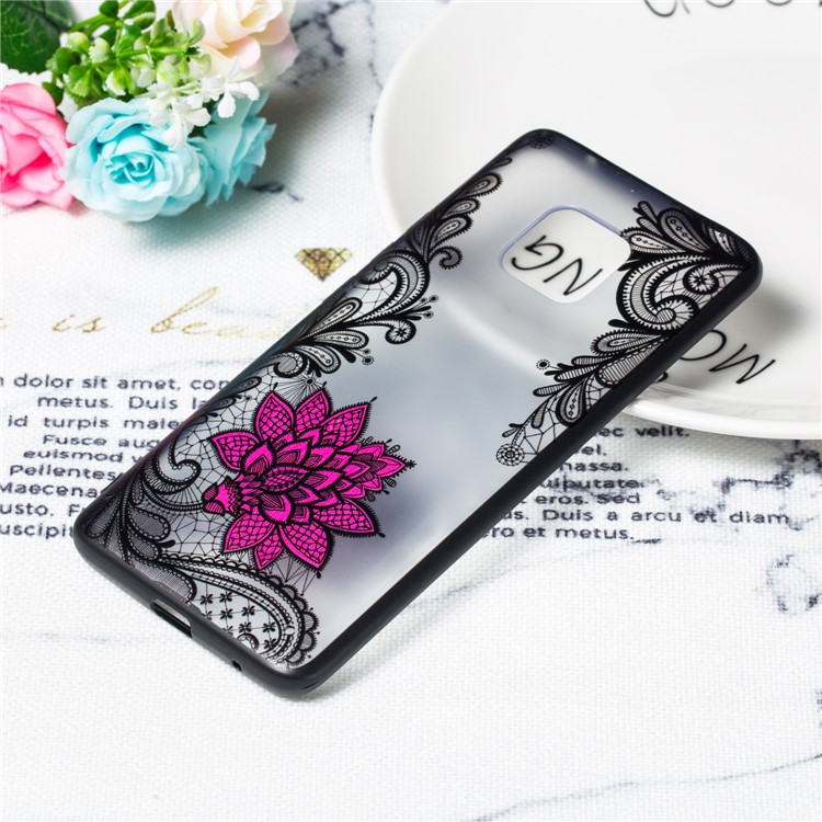 Embossed Flower Pattern TPU + Plastic Hybrid Cellphone Case for Huawei Mate 20 Pro - Small Red Flower-4