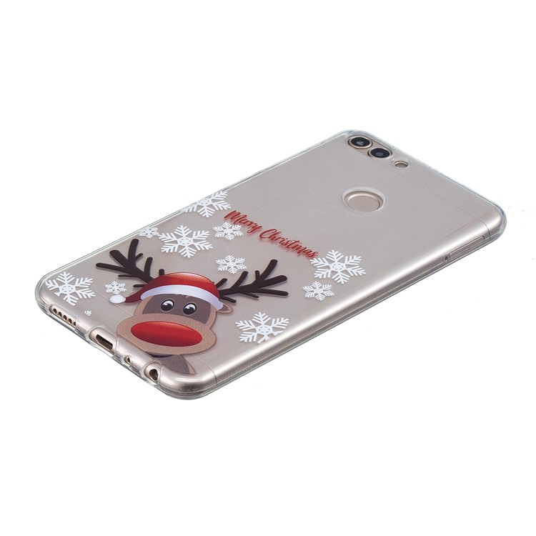 Christmas Pattern Printing TPU Jelly Case for Huawei P Smart / Enjoy 7S - Reindeer and Merry Christmas-2