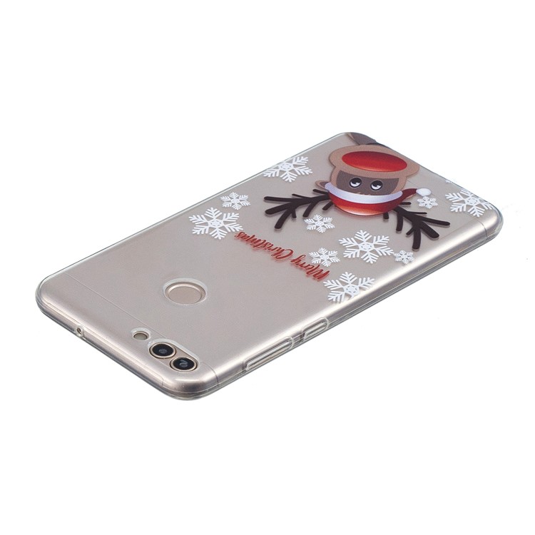 Christmas Pattern Printing TPU Jelly Case for Huawei P Smart / Enjoy 7S - Reindeer and Merry Christmas-3