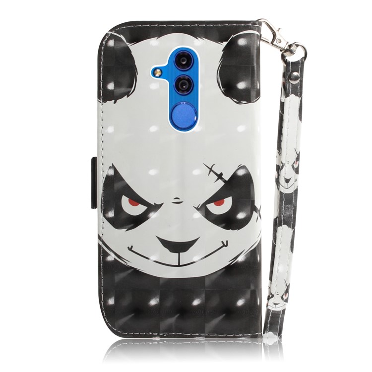 Light Spot Decor Patterned Wallet Stand PU Leather Phone Case for Huawei Mate 20 Lite - Angry Panda-3