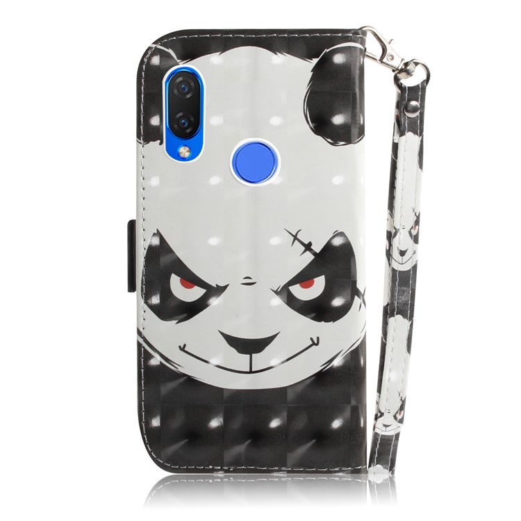 Light Spot Decor Patterned Wallet Stand PU Leather Phone Case for Huawei P Smart+ / nova 3i - Angry Panda-3