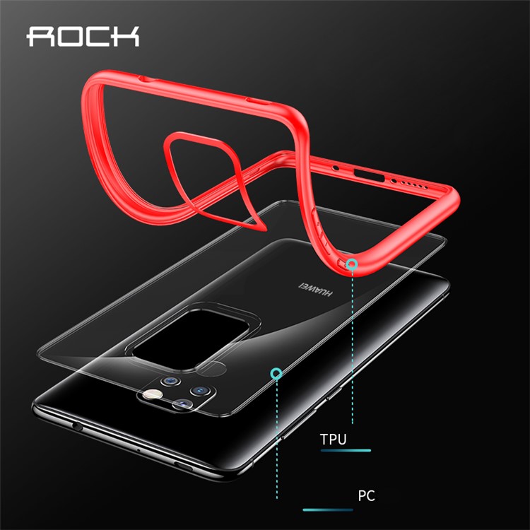 ROCK Kristall Klar Ultra-dünne TPU PC Combo Handyhülle Für Huawei Mate 20 - Rot-6