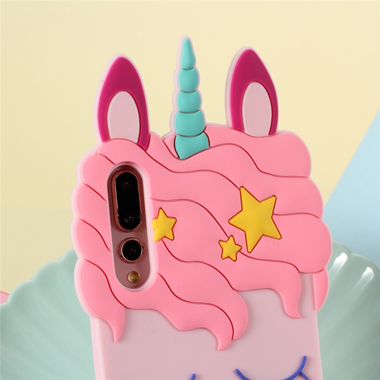 3D Unicorn Pattern Silicone Back Case for Huawei P20 Pro-3