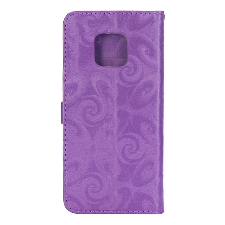 Spiral Texture Hearts Quick Sand Girl Pattern Leather Wallet Flip Case for Huawei Mate 20 Pro - Purple-3