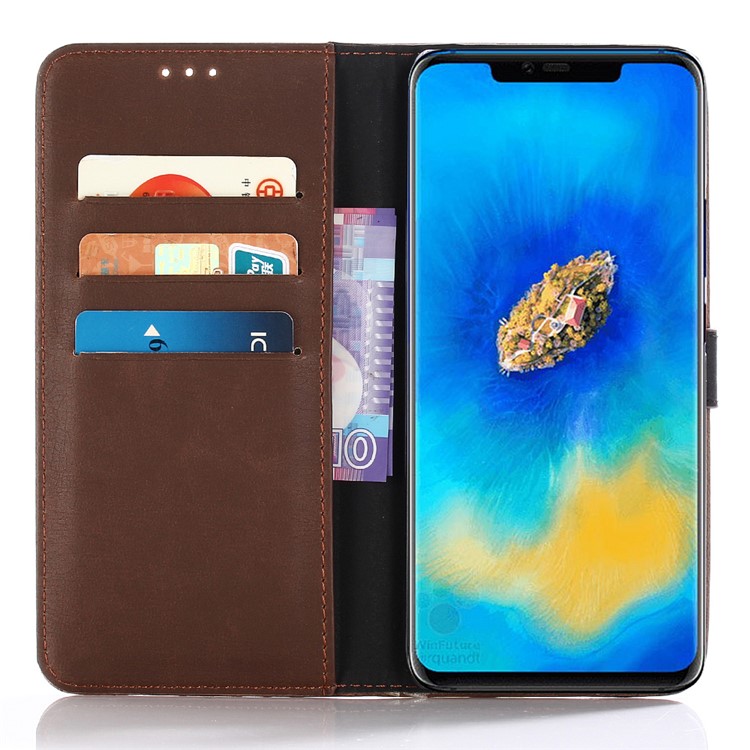 Crazy Horse Retro Leather Wallet Stand Cover for Huawei Mate 20 Pro - Coffee-8