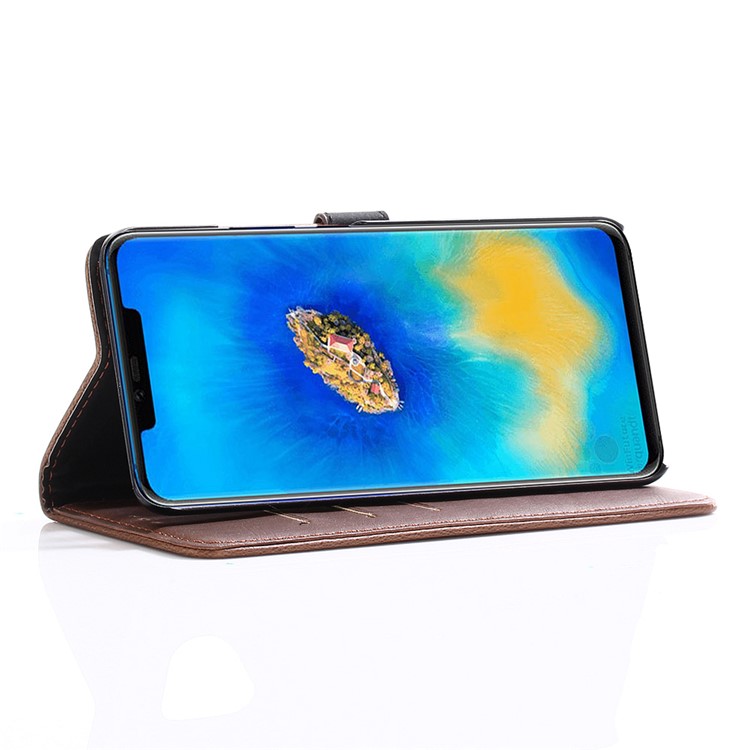 Crazy Horse Retro Leather Wallet Stand Cover for Huawei Mate 20 Pro - Coffee-9