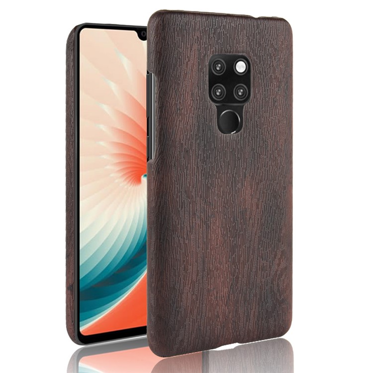 Wood Texture PU Leather Skin PC Case for Huawei Mate 20 - Black-1