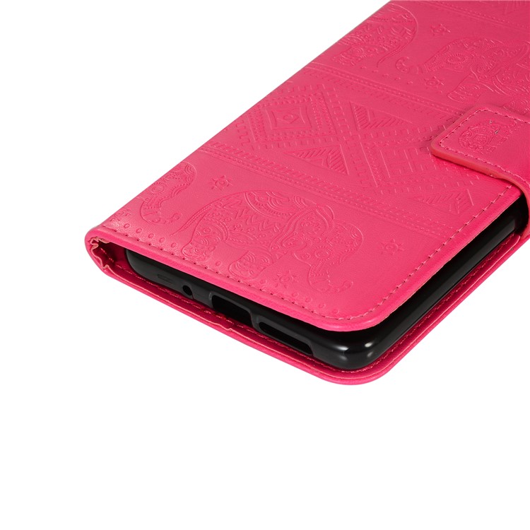 Imprinted Elephant Leather Wallet Stand Case for Huawei Mate 20 - Rose-7