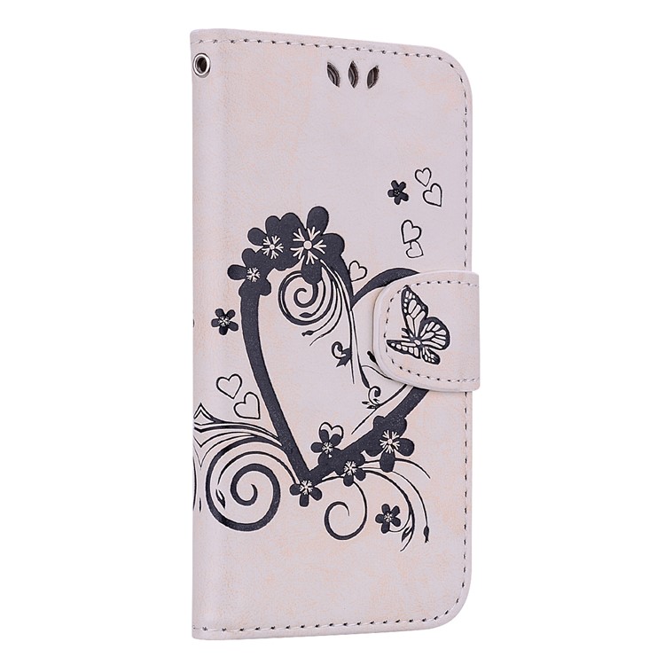 Imprint Heart Flower Stand Leather Case for Huawei Y6 (2018) / Honor 7A (without Fingerprint Sensor) - White-2