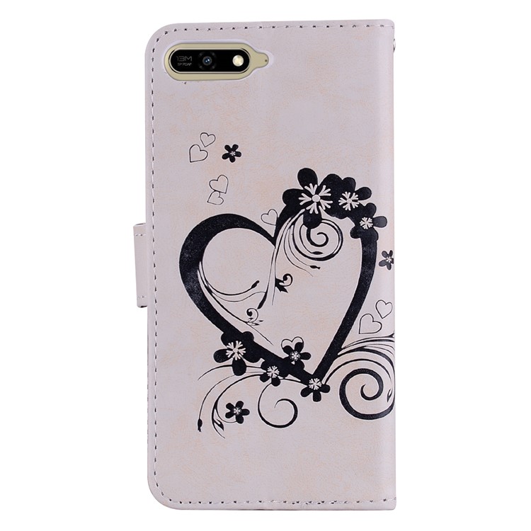 Imprint Heart Flower Stand Leather Case for Huawei Y6 (2018) / Honor 7A (without Fingerprint Sensor) - White-4