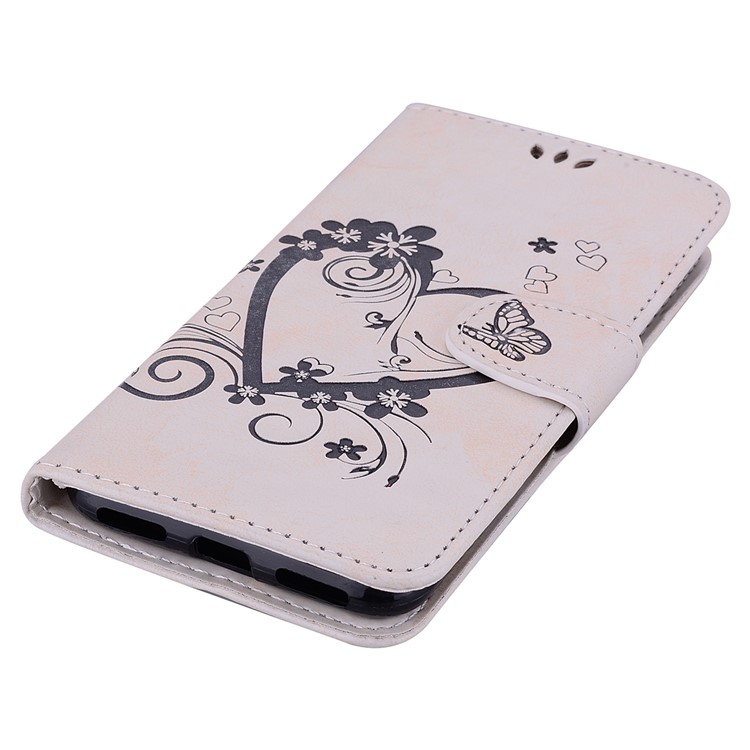 Imprint Heart Flower Stand Leather Case for Huawei Y6 (2018) / Honor 7A (without Fingerprint Sensor) - White-5