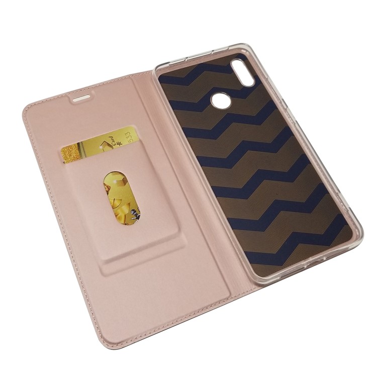 Auto-absorbed Stand Leather Cover with Card Slot for Huawei Honor Note 10 - Rose Gold-5