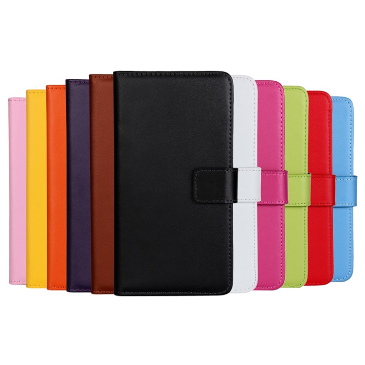 Genuine Split Leather Wallet Stand Phone Case for Huawei Mate 8 - Black-13