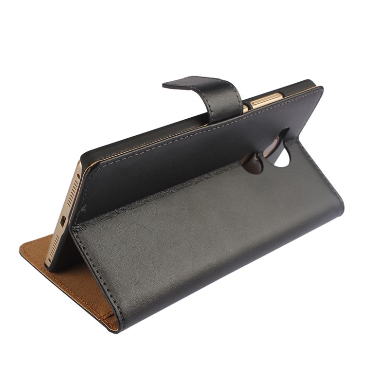 Genuine Split Leather Wallet Stand Phone Case for Huawei Mate 8 - Black-5