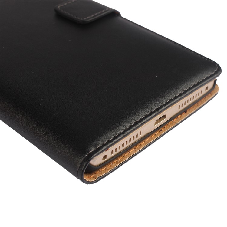 Genuine Split Leather Wallet Stand Phone Case for Huawei Mate 8 - Black-6