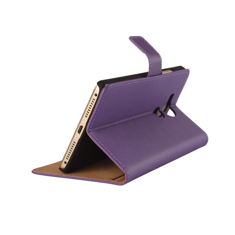 Wallet Stand Genuine Split Leather Protective Phone Case for Huawei Mate 8 - Purple-2