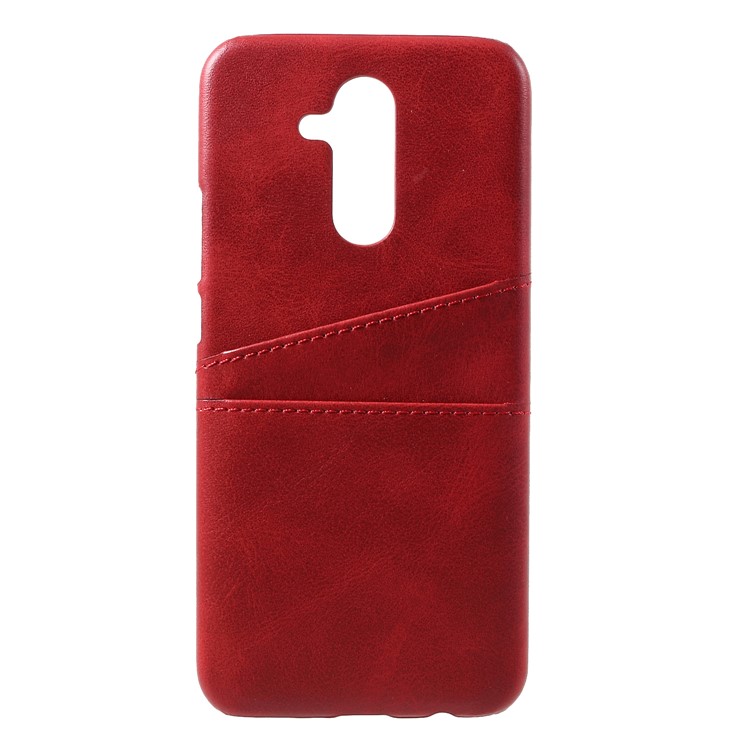 Dual Card Slots PU Leather Coated PC Case for Huawei Mate 20 Lite / Maimang 7 - Red-1