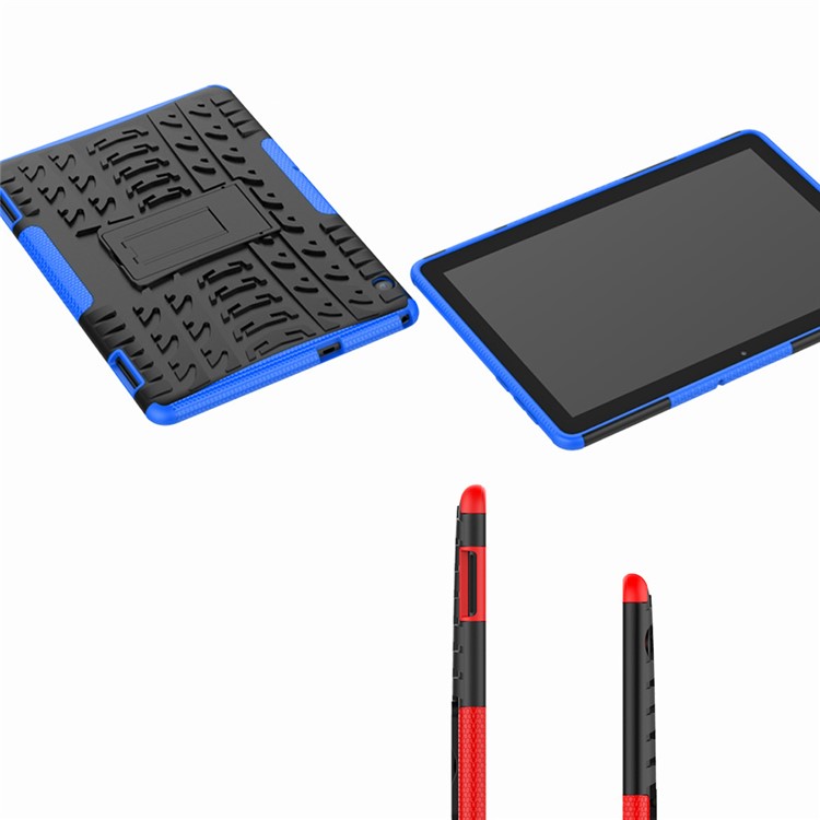 PC Anti-slip + TPU Hybrid Cover Shell Con Kickstand Para Huawei MediaPad T5 10.1 - Azul-3