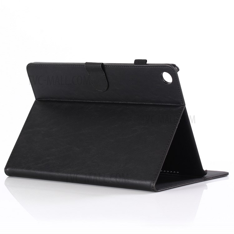Verrücktes Pferdebeschaffenheitsweinlese-ledernes Mappenkasten Für Huawei Mediapad M5 10 / M5 10 (pro) - Schwarz-5