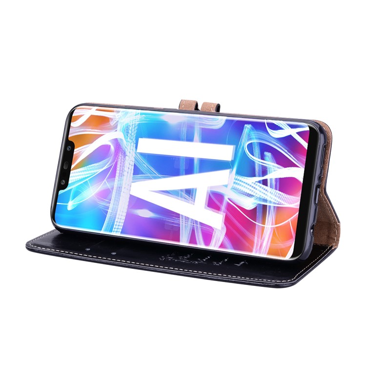 Funda Billetera De Cuero HAT PRINCE Con Cera De Aceite Y Soporte Para Huawei Mate 20 Lite - Negro-4