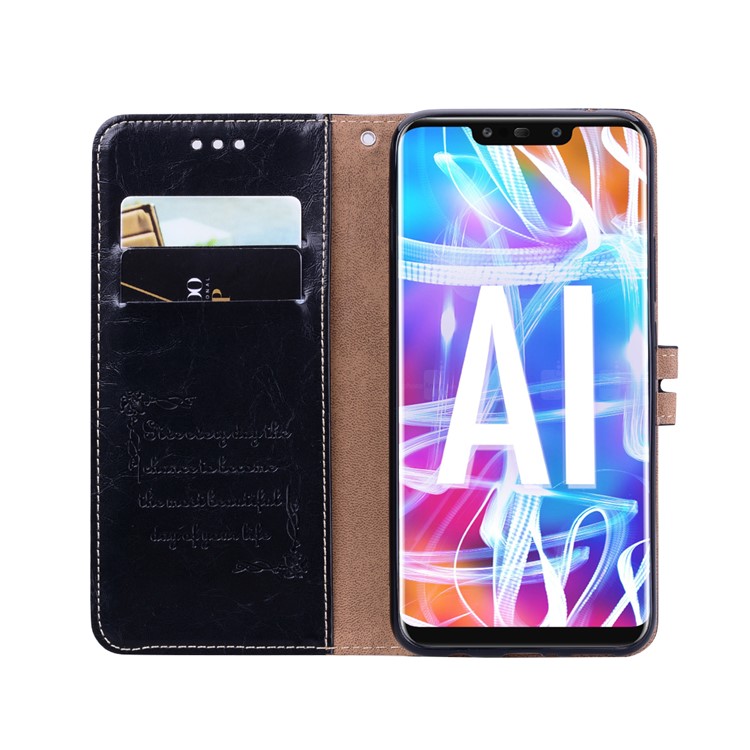 Funda Billetera De Cuero HAT PRINCE Con Cera De Aceite Y Soporte Para Huawei Mate 20 Lite - Negro-5