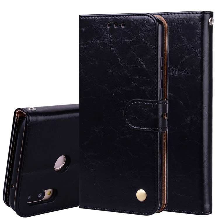 Caja Del Teléfono Billetera De Cuero HAT PRINCE Aceite Cera PU Para Huawei P20 Lite / Nova 3e - Negro-1