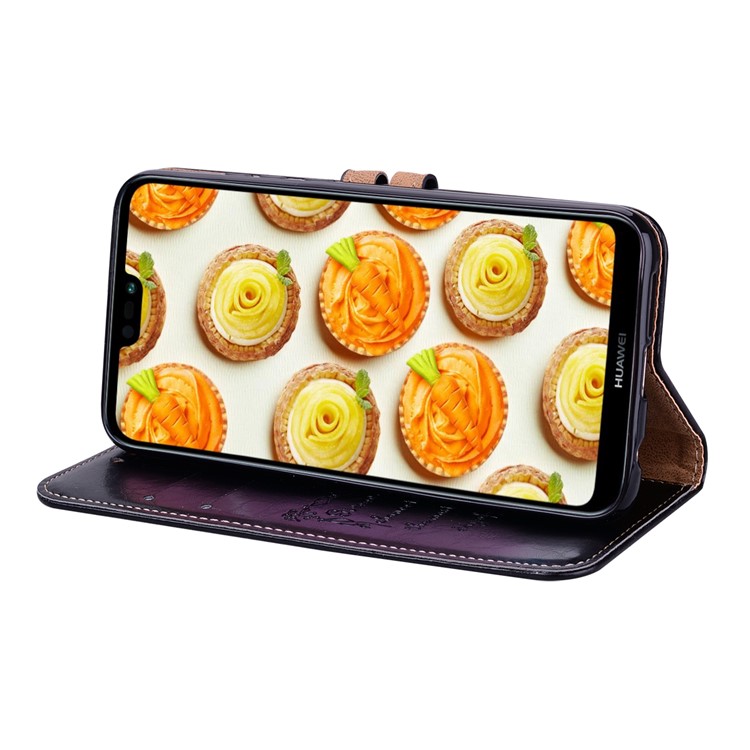 Caja Del Teléfono Billetera De Cuero HAT PRINCE Aceite Cera PU Para Huawei P20 Lite / Nova 3e - Negro-4