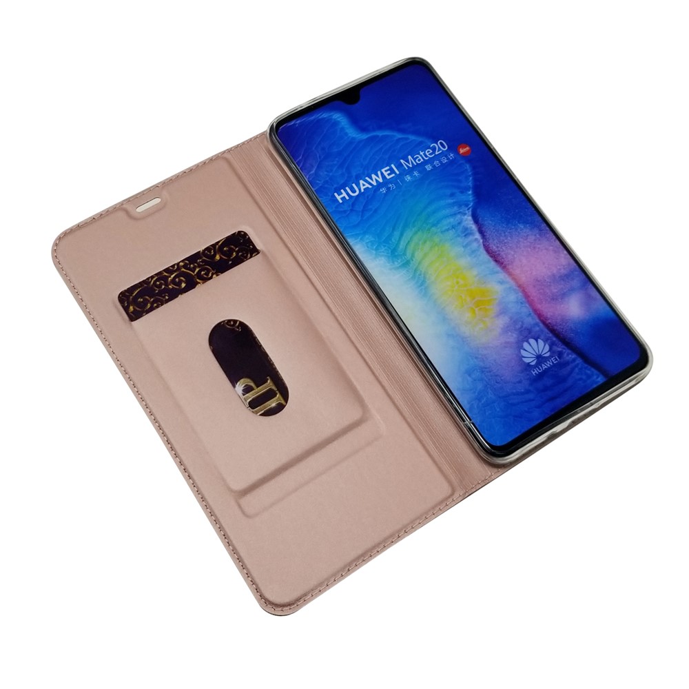 Cubierta Del Soporte de Tarjeta de Cuero de Adsorción Magnética Para Huawei Mate 20 - Oro Rosa