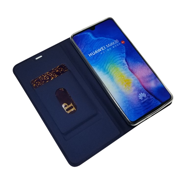 Estuche De Cuero De Adsorción Magnética Con Ranura Para Tarjeta Para Huawei Mate 20 - Azul Oscuro-5
