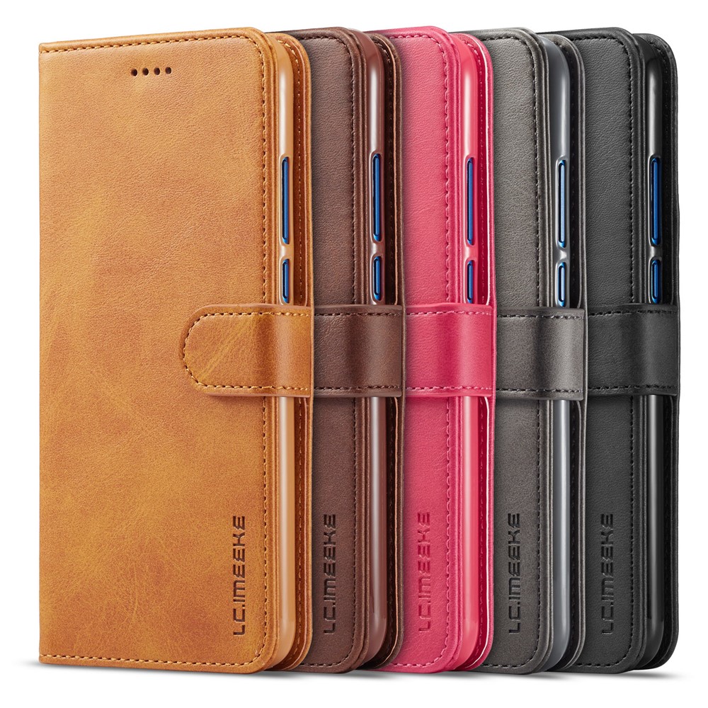 LC.IMEEKE Leather Wallet Cover for Huawei Honor 8X / Honor View 10 Lite - Brown-6
