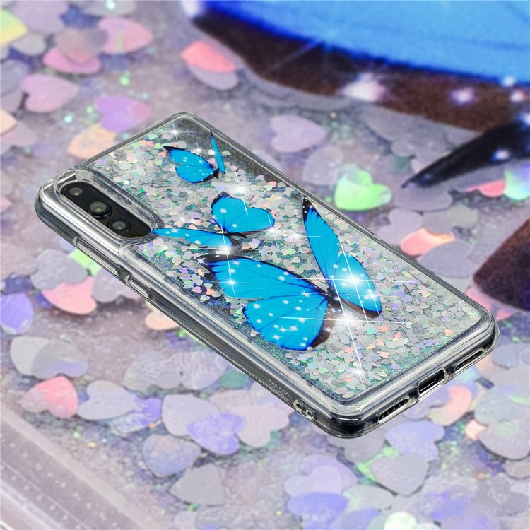 Embossment Padrão Quicksand Tampa Do Telefone TPU Para Huawei P20 Pro - Borboletas Azuis-4