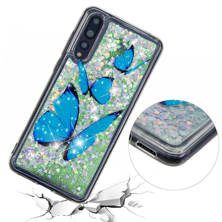 Embossment Padrão Quicksand Tampa Do Telefone TPU Para Huawei P20 Pro - Borboletas Azuis-5