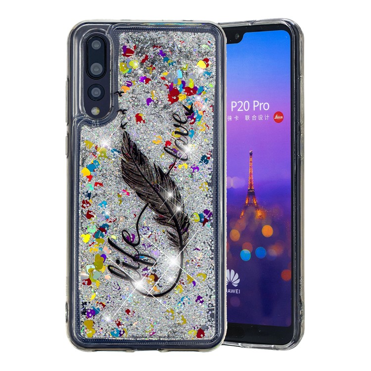 Embossing Pattern Quicksand TPU Case for Huawei P20 Pro - Feather-2