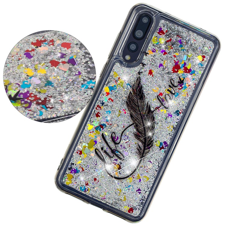 Embossing Pattern Quicksand TPU Case for Huawei P20 Pro - Feather-3