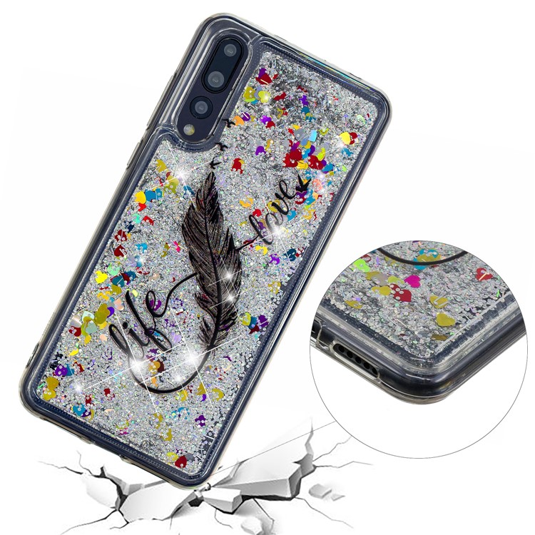Embossing Pattern Quicksand TPU Case for Huawei P20 Pro - Feather-5