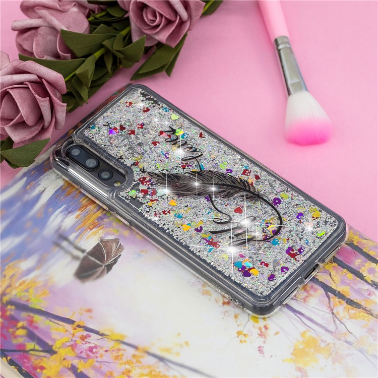 Embossing Pattern Quicksand TPU Case for Huawei P20 Pro - Feather-6